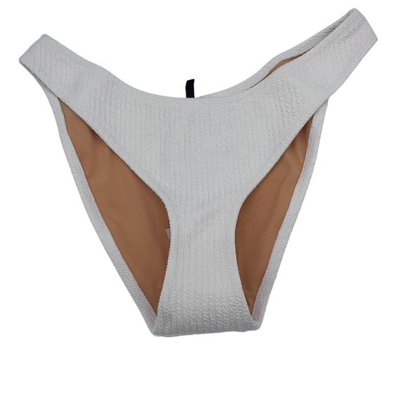 New J. Crew White Textured Cheeky Bikini Swim Bathing Suit Bottom Size Medium - Picture 3 of 9